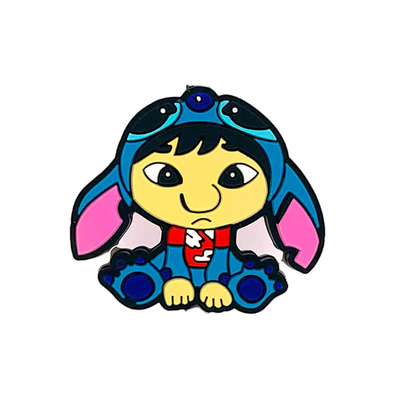 Silicone Focal Beads Blue Alien Character Large Ears Sitting Pose
