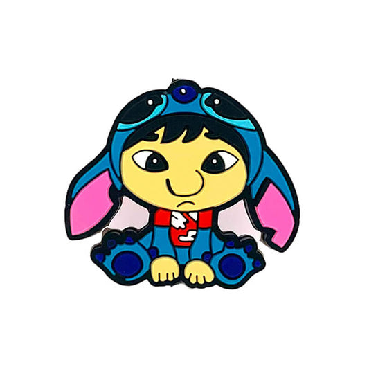 Silicone Focal Beads Blue Alien Character Large Ears Sitting Pose