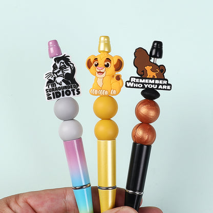 20Pcs Silicone Focal Beads Young Lion with Text Decorations 8