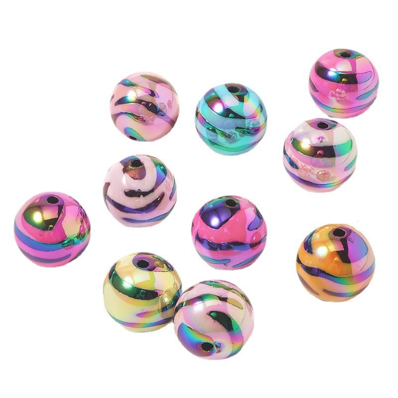 10pcs 16mm Zebra Stripe Round Acrylic Beads UV Finish 2