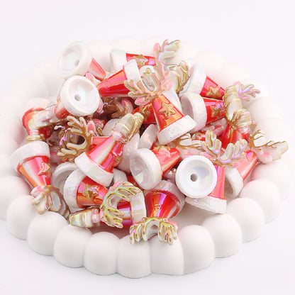UV Plating Christmas Hat Acrylic Beads Electroplated Holiday Craft 7