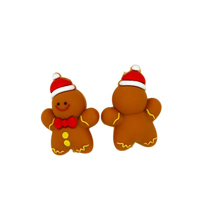 20Pcs Silicone 3D Focal Beads Christmas Gingerbread Man Wearing Hat