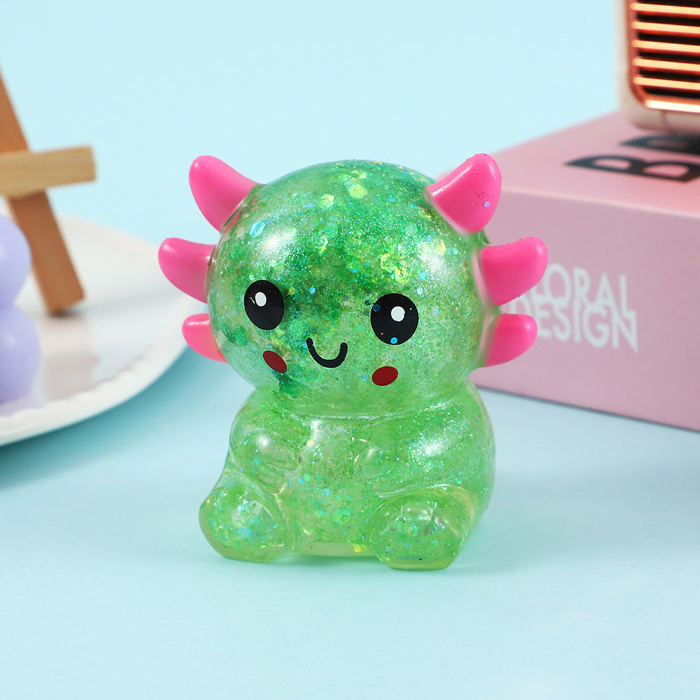 Glitter TPR Squishy Axolotl Sensory Toy 3