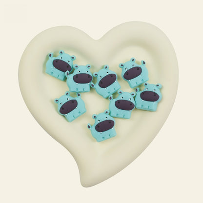 Silicone Focal Beads Cartoon Animal Hippopotamus Front Facing 6