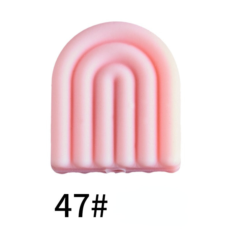 20pcs Silicone Focal Beads Arch Solid Color Design 17