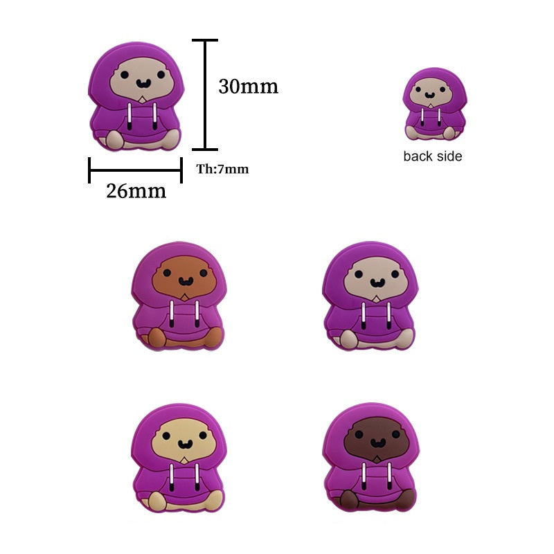 20pcs Silicone Focal Beads Cartoon Animal Hoodie Chicken Front Facing 2