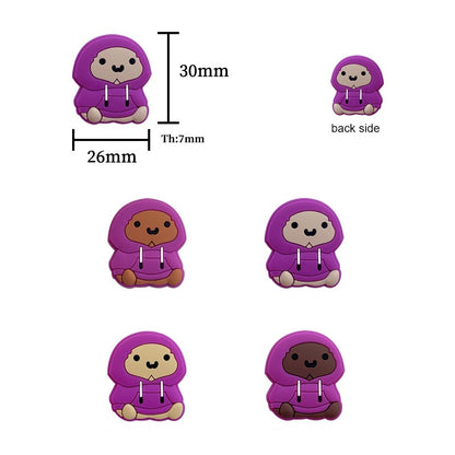 20pcs Silicone Focal Beads Cartoon Animal Hoodie Chicken Front Facing 2