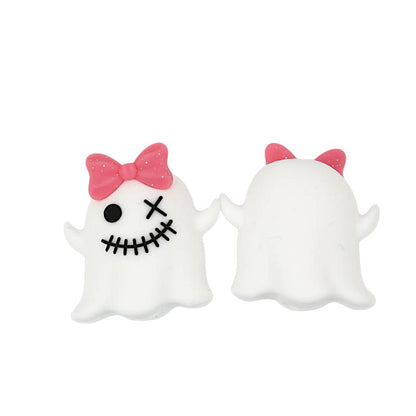 20Pcs Silicone 3D Focal Beads Halloween Bow Ghost Front Facing