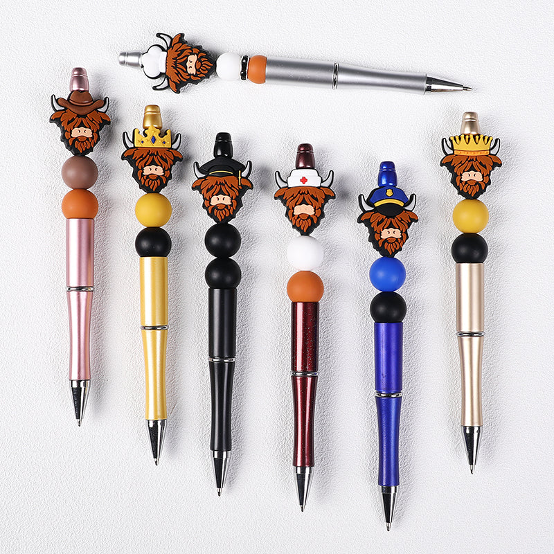 Silicone Focal Beads Seven Professions Highland Cattle Front Facing 12