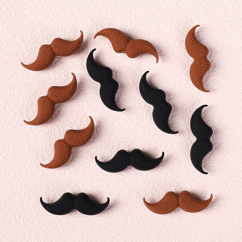 20Pcs Silicone Focal Beads Black Brown Beard Shape 12