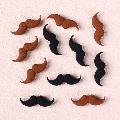 20Pcs Silicone Focal Beads Black Brown Beard Shape 12