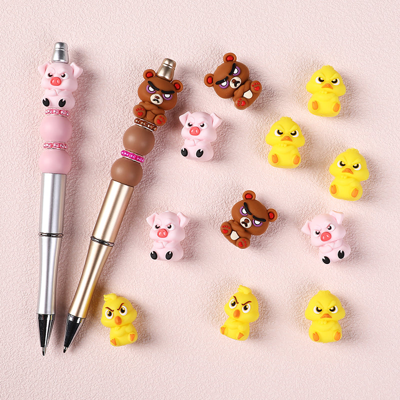 Silicone 3D Focal Beads Angry Animal Front Facing 8