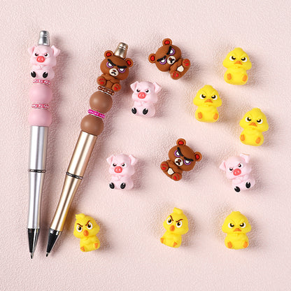 Silicone 3D Focal Beads Angry Animal Front Facing 8