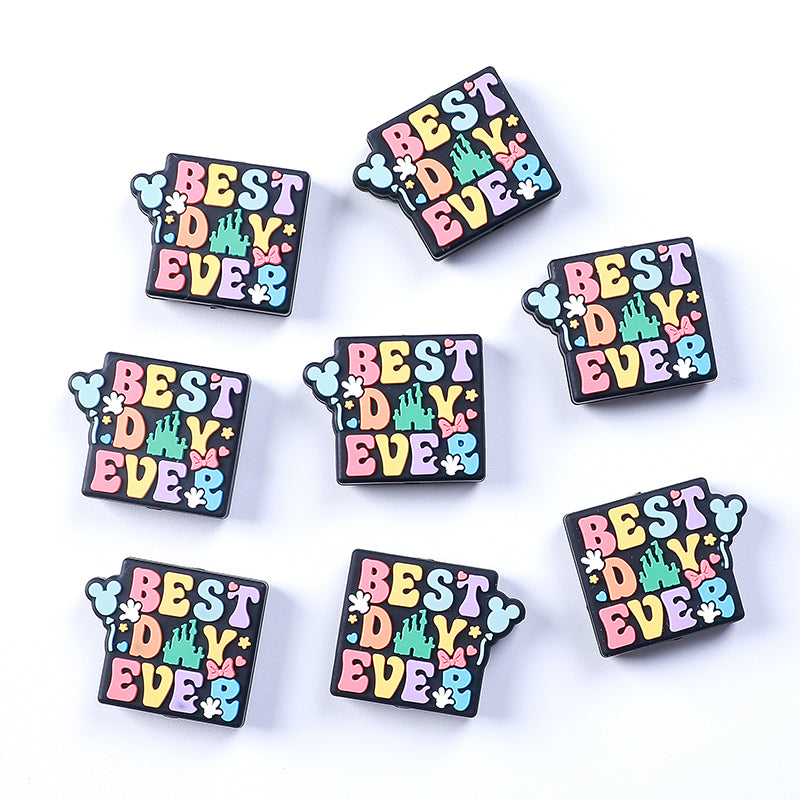 20pcs Silicone Focal Beads Dreams Text and Unicorn with Dreamcatcher Design 14