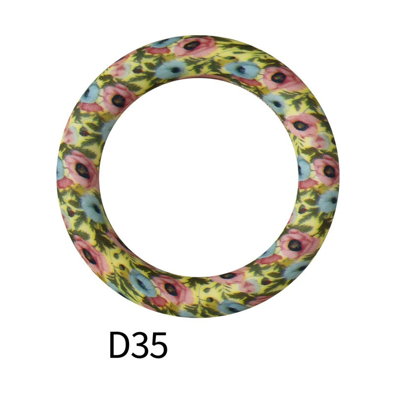 65mm Printed Silicone Beads Ring Shape Printed Design 41