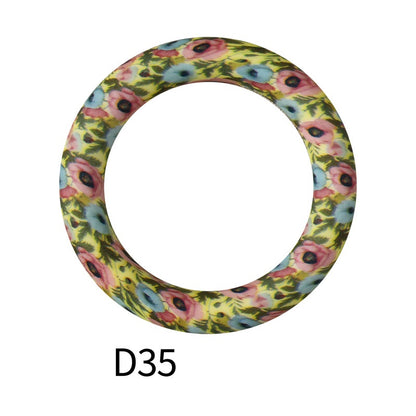 65mm Printed Silicone Beads Ring Shape Printed Design 41
