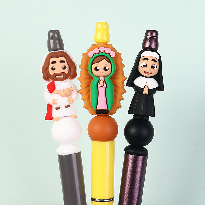 20Pcs Silicone 3D Focal Beads Religious Church Nun Jesus Mary Collection 10