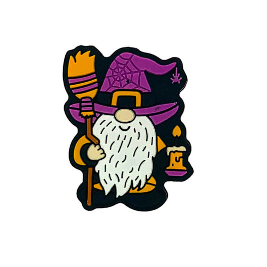 Silicone Focal Beads Witchy Gnome Dwarf Holding Broom Candle Halloween