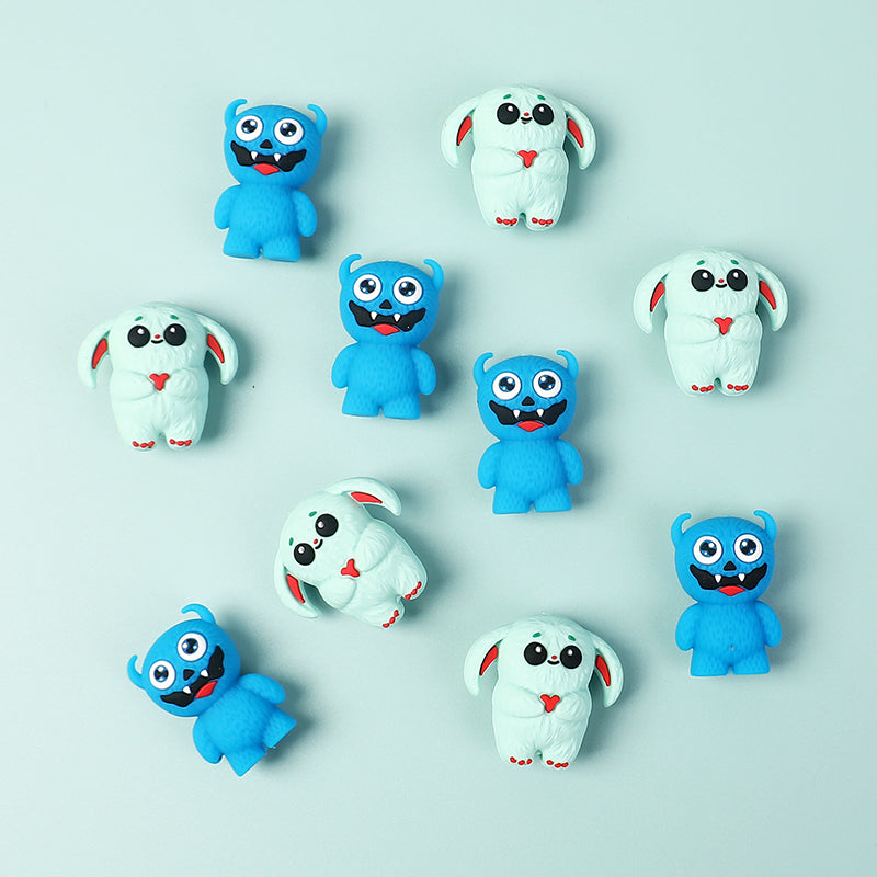20Pcs Silicone 3D Focal Beads Cute Little Monster Various Colors 8