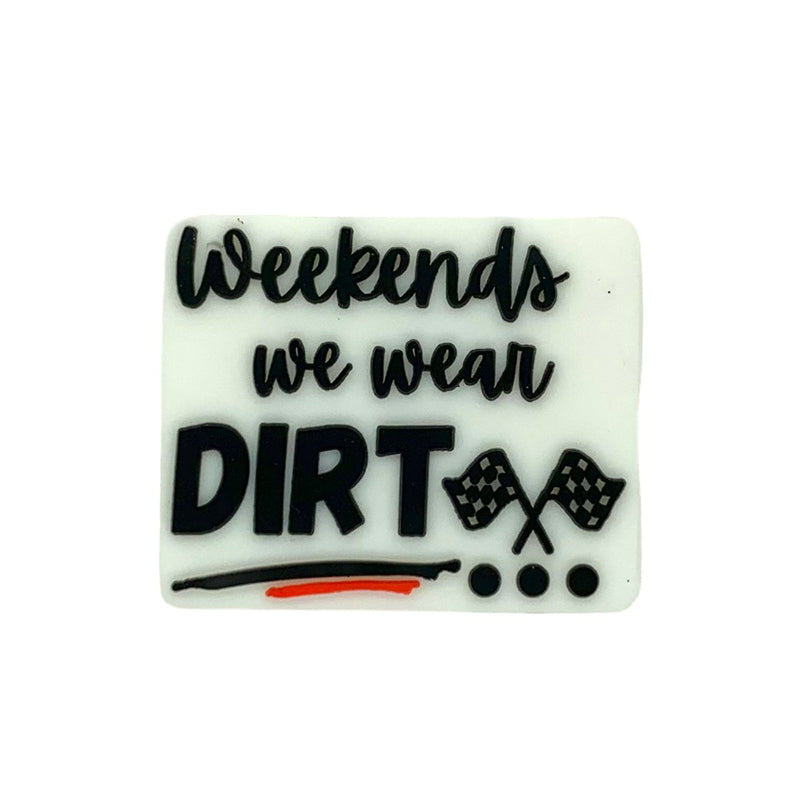 20pcs Silicone Focal Beads Weekends We Wear Dirt Printed Text Design