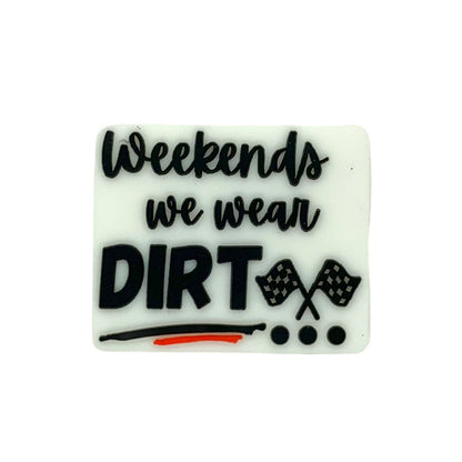 20pcs Silicone Focal Beads Weekends We Wear Dirt Printed Text Design