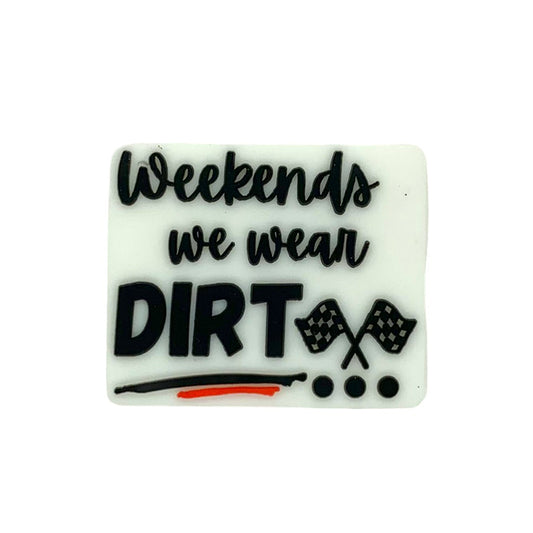 20pcs Silicone Focal Beads Weekends We Wear Dirt Printed Text Design