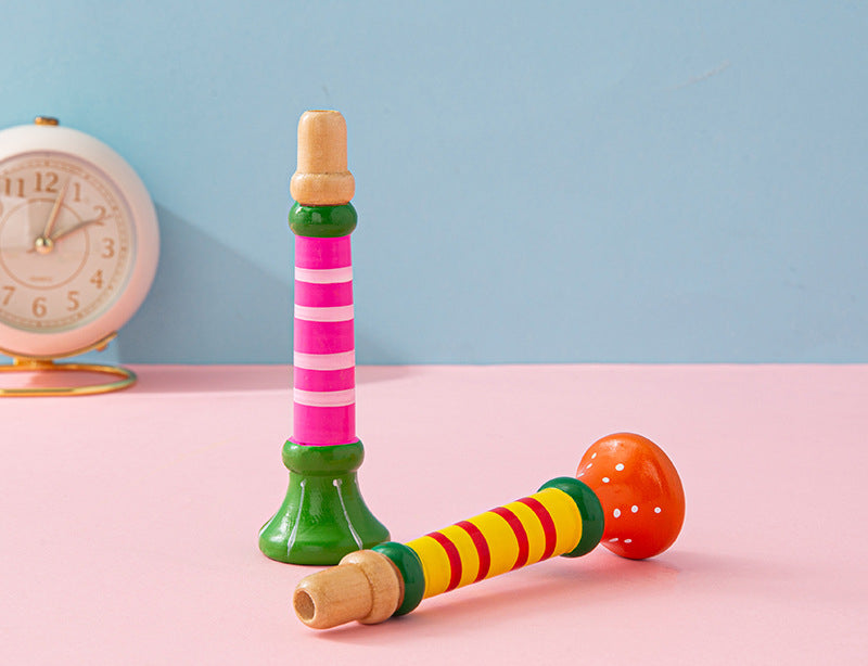 Wooden Small Horn Whistle Kids Musical Instrument Educational Toy 4