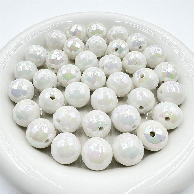 10pcs 16mm UV Finish Acrylic Plaid Round Beads DIY Bracelet Making 11