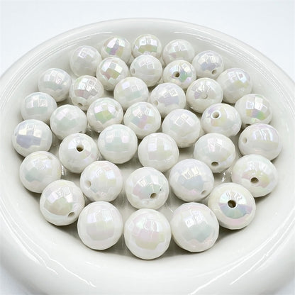 10pcs 16mm UV Finish Acrylic Plaid Round Beads DIY Bracelet Making 11