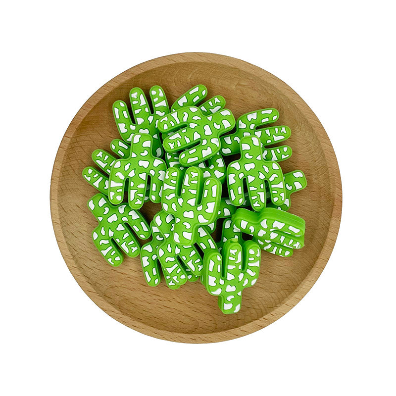 20pcs Silicone Focal Beads Cactus Cutout Center Design 7