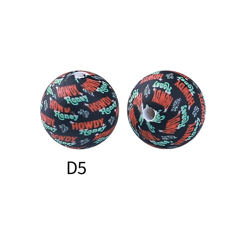 50pcs 15mm Rhombus Printed Silicone Beads Multi Color Design 15