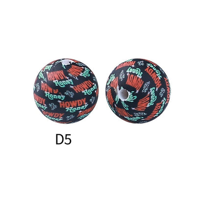50pcs 15mm Rhombus Printed Silicone Beads Multi Color Design 15