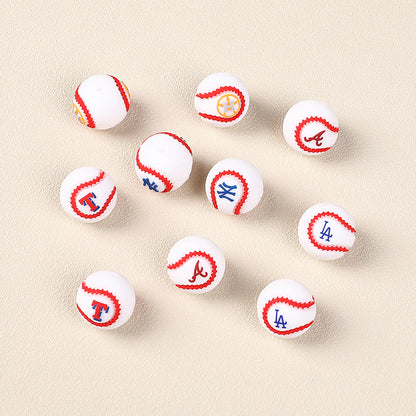 20mm 3D Silicone Focal Beads Baseball Team Front Facing 4