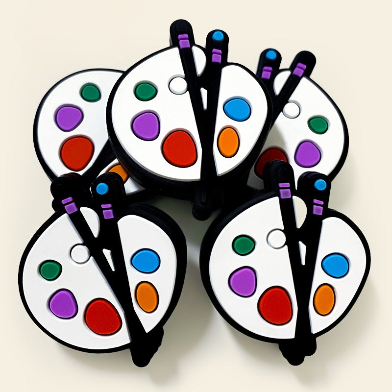 20Pcs Silicone Focal Beads Drawing Board With Paintbrushes