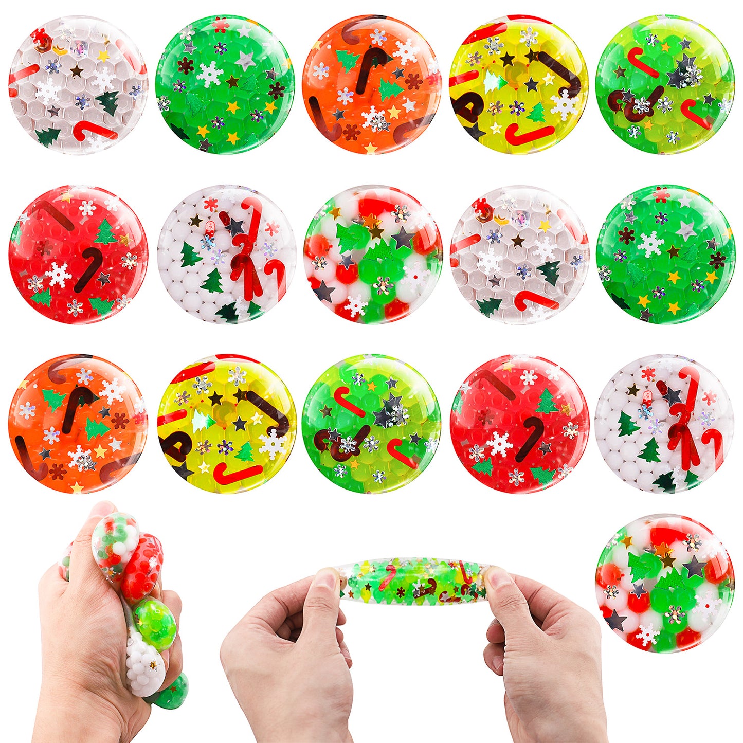 TPR Christmas Glitter Sensory Stress Ball Squeeze Toy 3.5cm