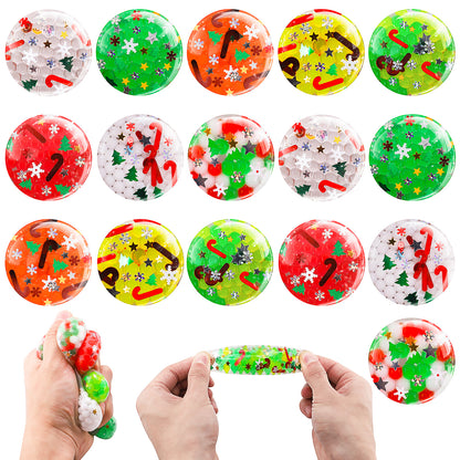 TPR Christmas Glitter Sensory Stress Ball Squeeze Toy 3.5cm