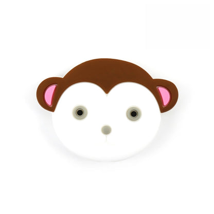 Silicone Focal Beads Cartoon Monkey Face Rounded Shape 7