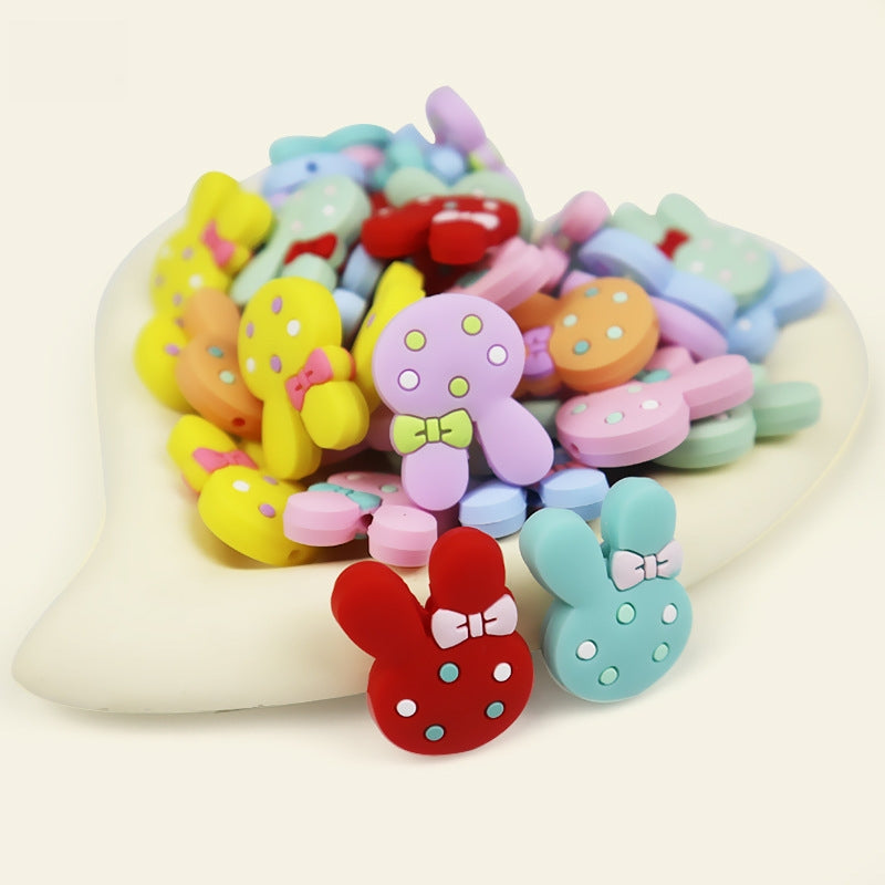 Silicone Focal Beads Butterfly Bow Rabbit Head Macaron Colored Design