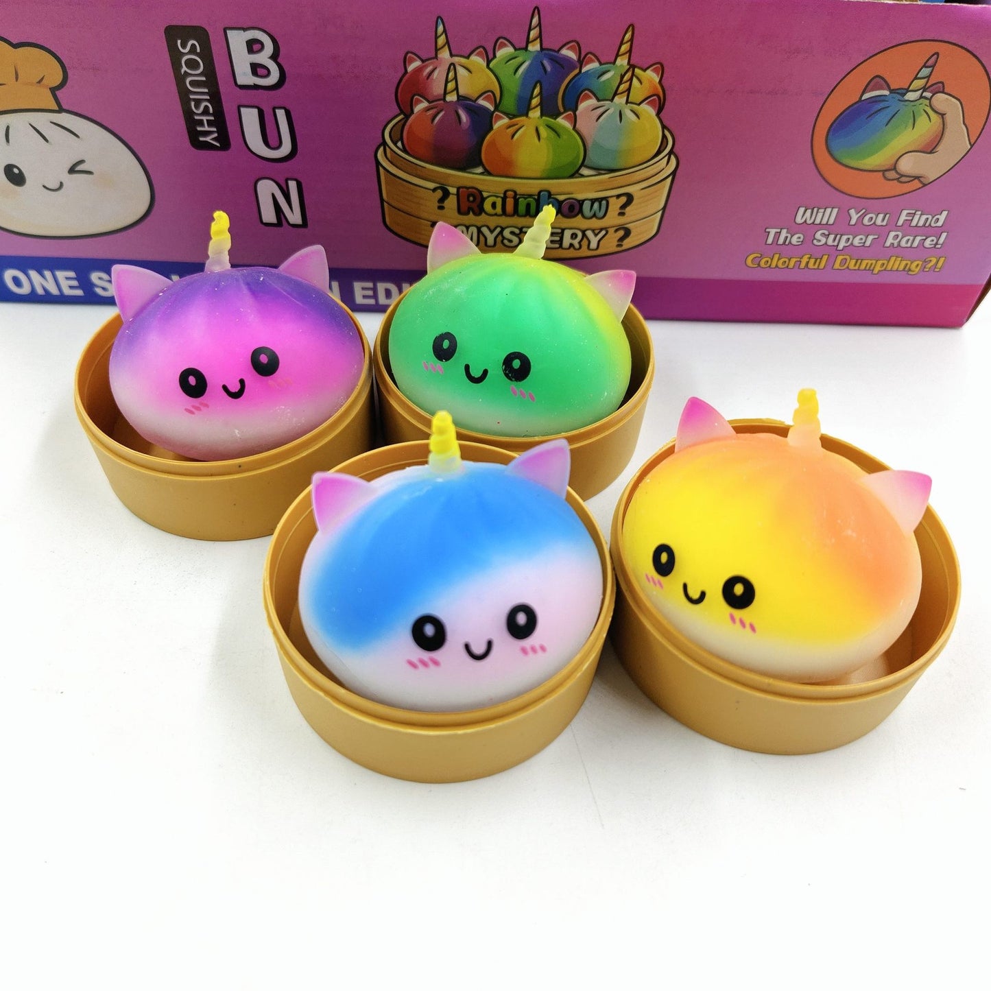 TPR Unicorn Steamed Stuffed Bun Squishy Sensory Squeeze Toy 5.5cm