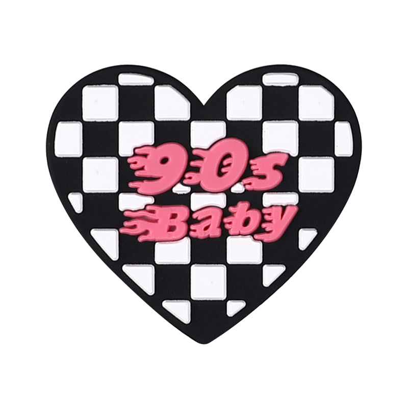 20pcs Silicone Focal Beads Pink Theme Heart Bow Checkered Designs 13