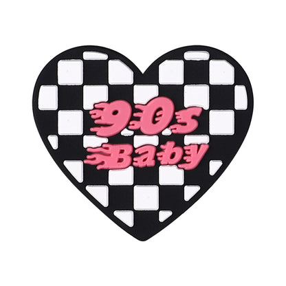 20pcs Silicone Focal Beads Pink Theme Heart Bow Checkered Designs 13