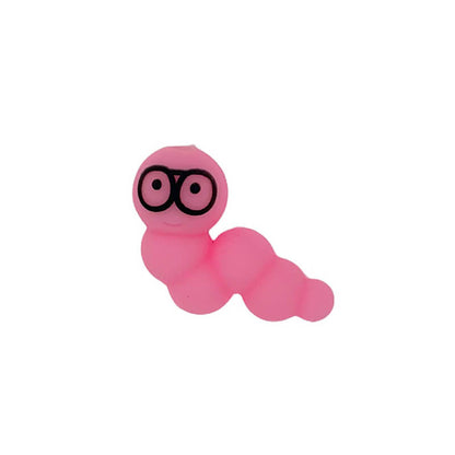 Silicone 3D Focal Beads Bookworm Caterpillar Wearing Round Glasses 4