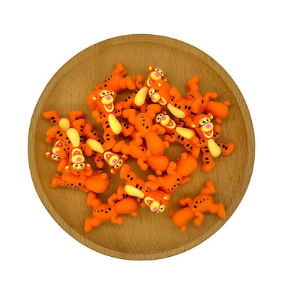Silicone 3D Focal Beads Orange Tiger Character Front Facing 2