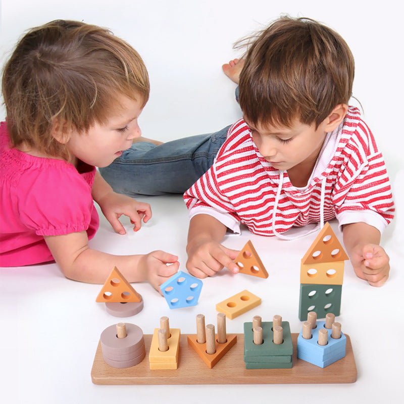Wooden Shape Pairing Montessori Toys Fine Motor Skills Activity 3