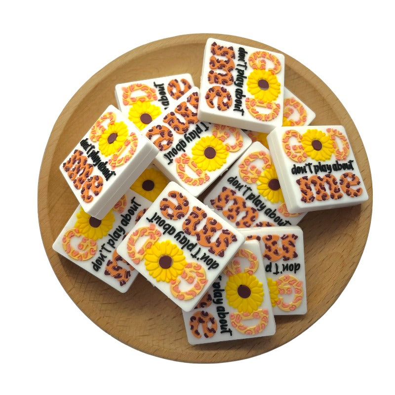 20pcs Silicone Focal Beads Don t Play About Me Leopard Print Flower 2