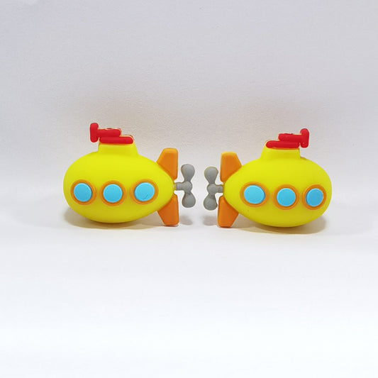 20Pcs Silicone 3D Focal Beads Yellow Submarine With Propeller Detail