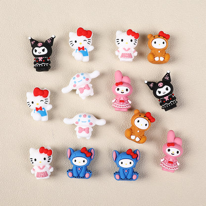 20Pcs Silicone 3D Focal Beads White Cat Round Head Bow Accessory Set 4