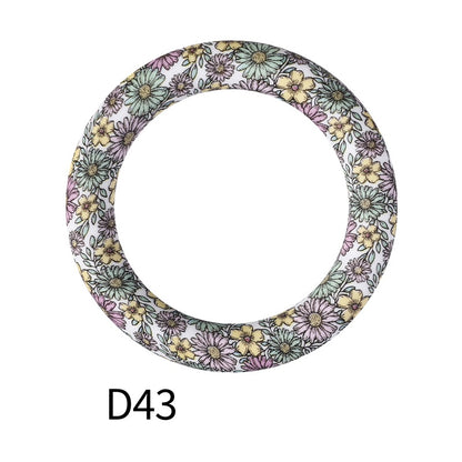 65mm Printed Silicone Beads Ring Shape Printed Design 49