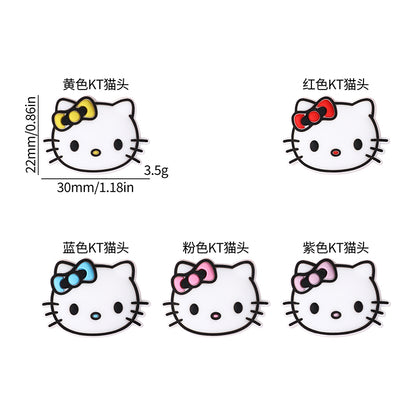 20Pcs Silicone Focal Beads White Cat Head with Bow Detail 3