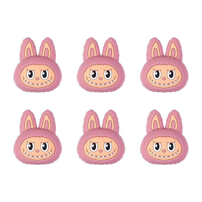 20Pcs Silicone 3D Focal Beads Pink Bunny Character Front Facing 5